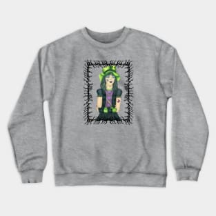 Goth Girl Branch Frame Green Hat Crewneck Sweatshirt